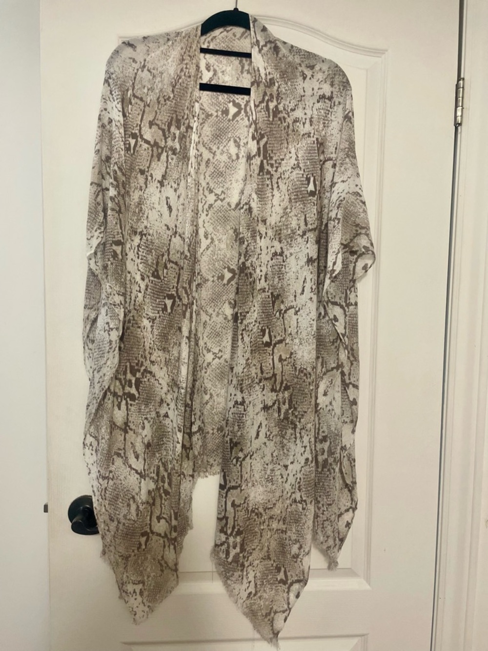 Gentle Fawn Snake-Print Open Front Kimono - Beige, Gray